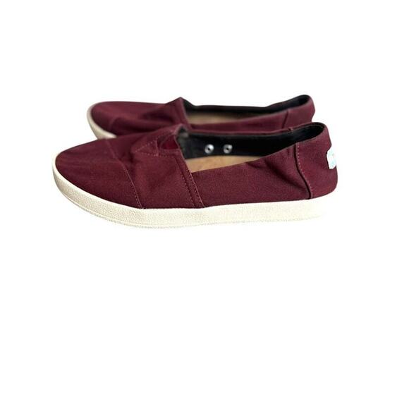 TOMS Alpargata Slip On Sneakers Shoes Size 7.5 Red Maroon Canvas Womens Casual - Picture 4 of 9